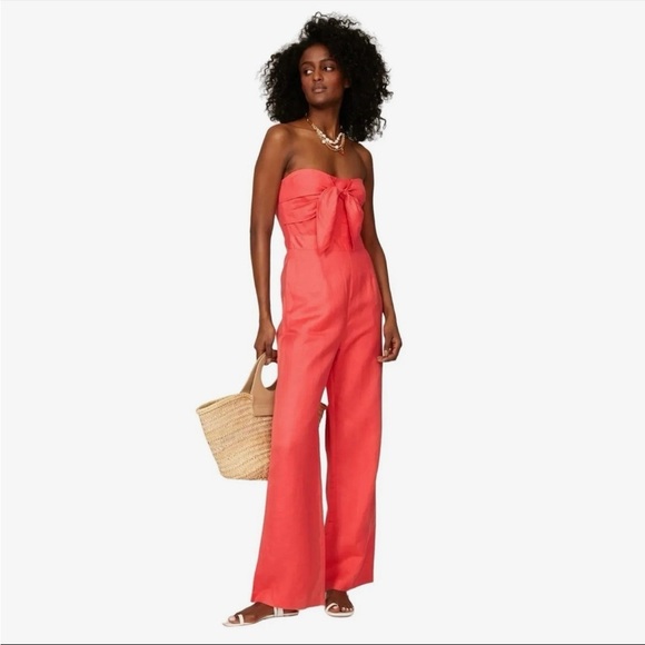 Derek Lam Collective Alene tie front linen jumpsuit GUC - Picture 1 of 8